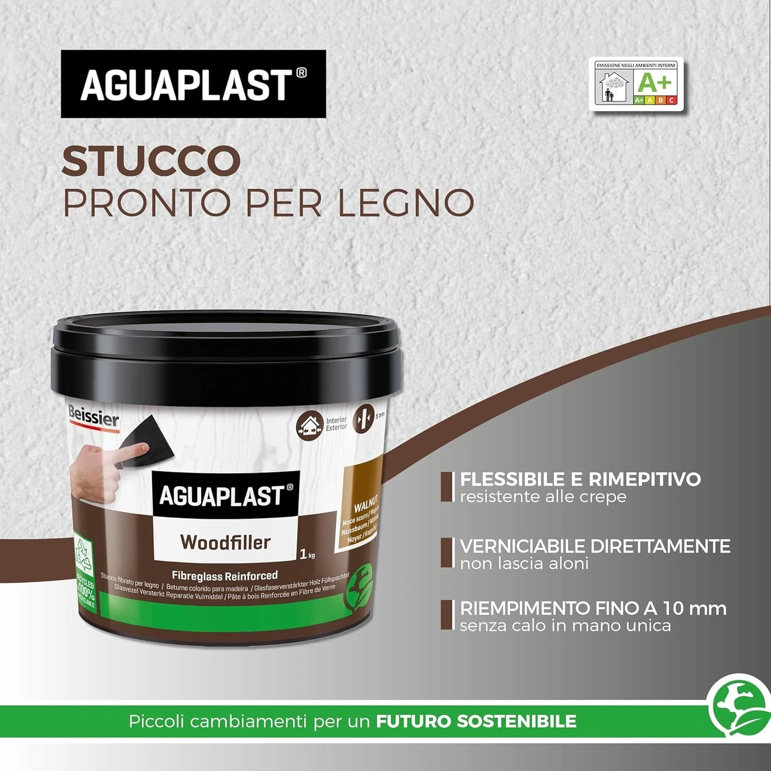Stucco Pronto Per Legno Woodlite Aguaplast |Rovere 1 Kg 2 Stucco Pronto Per Legno Woodlite Aguaplast |Rovere 1 Kg - immagine 2