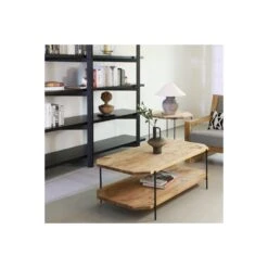 Tavolino Basso 120x61x41cm In Legno Di Pino Riciclato - ARNOLD