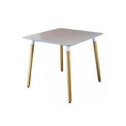 Tavolo 80x80cm Grigio Con Gambe In Legno - Lione