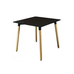 Tavolo 80x80 Cm Nero Con Gambe In Legno - Lione