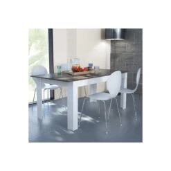 Tavolo Allungabile Da 160 A 200 Cm Bianco E Grigio - Gemma