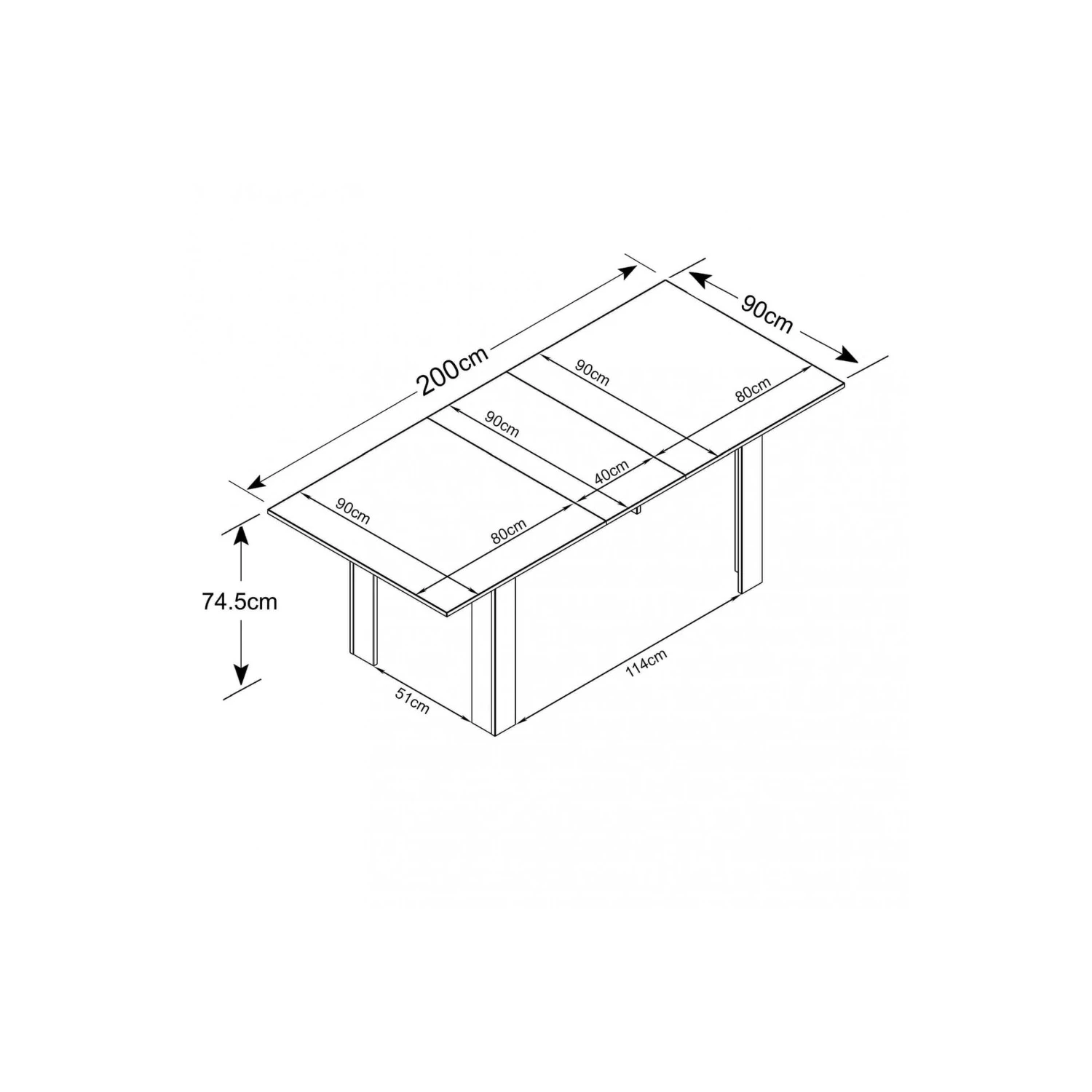 Tavolo Allungabile Da 160 A 200 Cm Antracite E Grigio Scuro Effetto Cemento - Gemma 2 Tavolo Allungabile Da 160 A 200 Cm Antracite E Grigio Scuro Effetto Cemento - Gemma - immagine 2