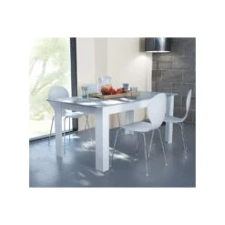 Tavolo Allungabile Da 160 A 200 Cm Bianco E Grigio Effetto Cemento - Gemma