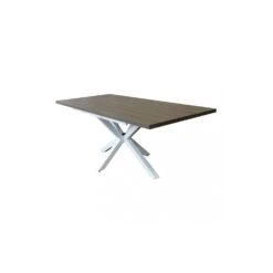 TAVOLO ALLUNGABILE GARFIELD GRIGIO EFFETTO CEMENTO STRUTTURA BIANCA 160/200 X 90