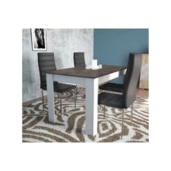 Tavolo Da Pranzo 140 Cm Bianco Con Top Grigio Scuro Effetto Cemento - Pepper