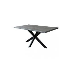 Tavolo Da Pranzo 160 Cm Antracite Effetto Pietra Con Struttura Nera - Floyd