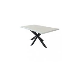 Tavolo Da Pranzo 160 Cm Bianco Effetto Legna Con Struttura Nera - Floyd