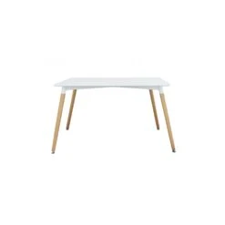 Tavolo Da Pranzo Bianco 120x80cm E Gambe In Legno - Lione