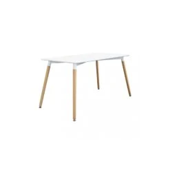 Tavolo Da Pranzo Bianco Con Gambe In Legno 140x80 Cm - LIONE -Vendite Ediliamo tavolo da pranzo bianco con gambe in legno 140x80 cm lione 2