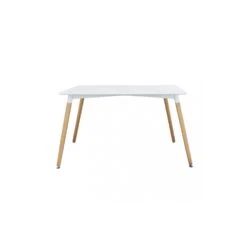Tavolo Da Pranzo Bianco Con Gambe In Legno 140x80 Cm - LIONE