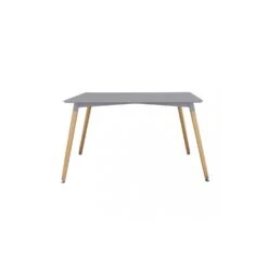 Tavolo Da Pranzo Grigio Con Gambe In Legno 120x80 Cm - LIONE