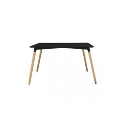Tavolo Da Pranzo Nero 140x80cm Con Gambe In Legno - LIONE