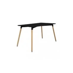 Tavolo Da Pranzo Nero 140x80cm Con Gambe In Legno - LIONE -Vendite Ediliamo tavolo da pranzo nero 140x80cm con gambe in legno lione 3