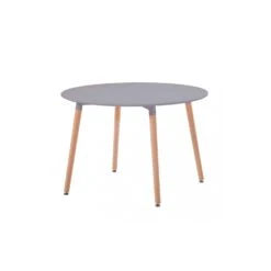 Tavolo Rotondo 120 Cm Grigio Con Gambe In Legno - LIONE