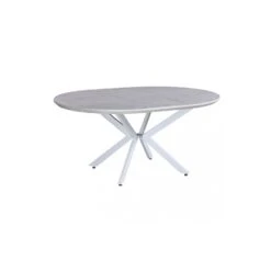 TAVOLO ROTONDO ALLUNGABILE GARRY BIANCO EFFETTO LEGNO STRUTTURA BIANCA 120/160 X 120