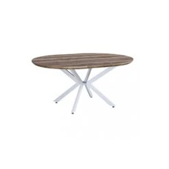 TAVOLO ROTONDO ALLUNGABILE GARRY NATURALE NODATO STRUTTURA BIANCA 120/160 X 120