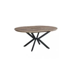 TAVOLO ROTONDO ALLUNGABILE GARRY NATURALE NODATO STRUTTURA NERA 120/160 X 120