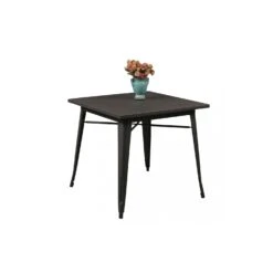 Tavolo Stile Industrial In Metallo 80x80 Cm - Stelvio