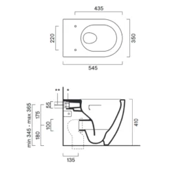 Wc Pavimento 54x35cm Filo Parete Traslato Sfera Catalano