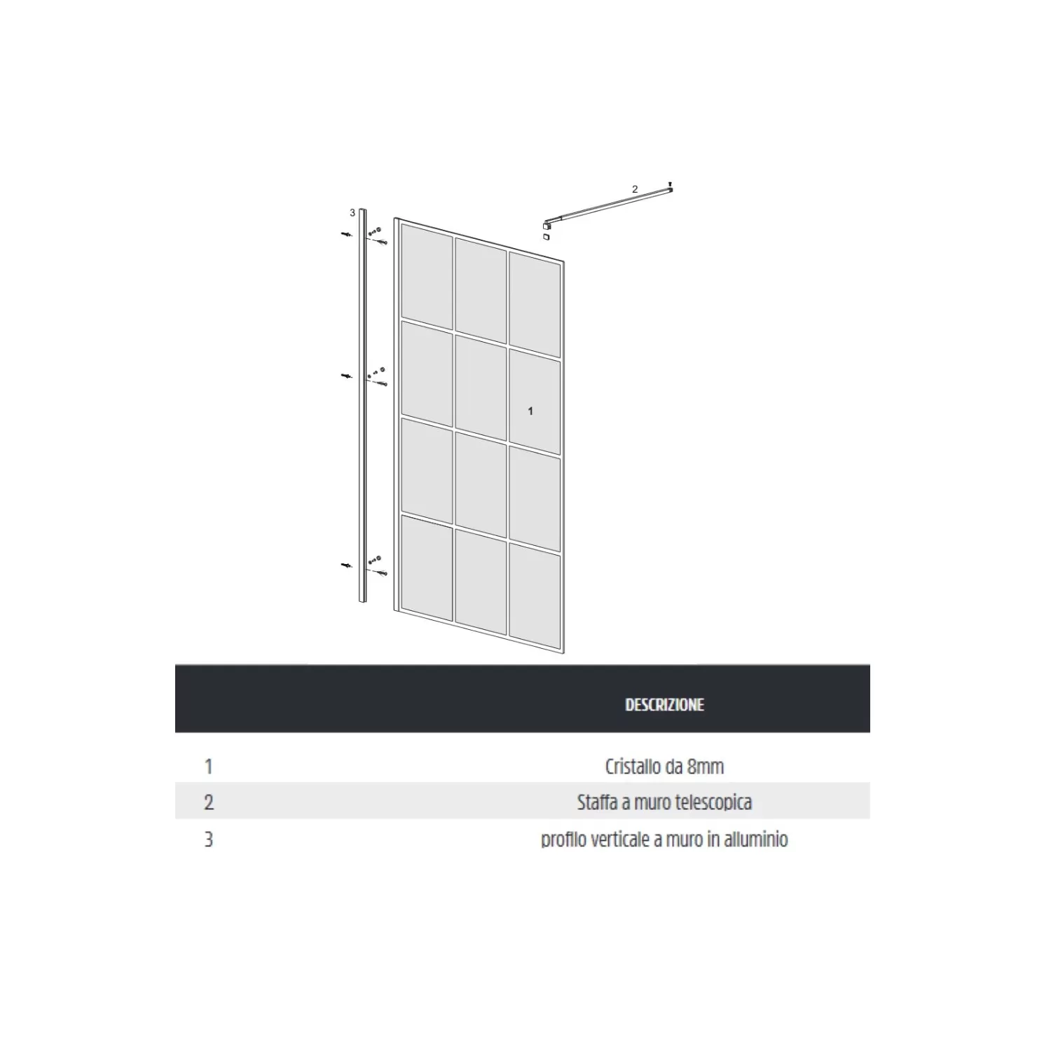 Doccia Walk In Nero 8 Mm Andromeda 6 Doccia Walk In Nero 8 Mm Andromeda - immagine 6