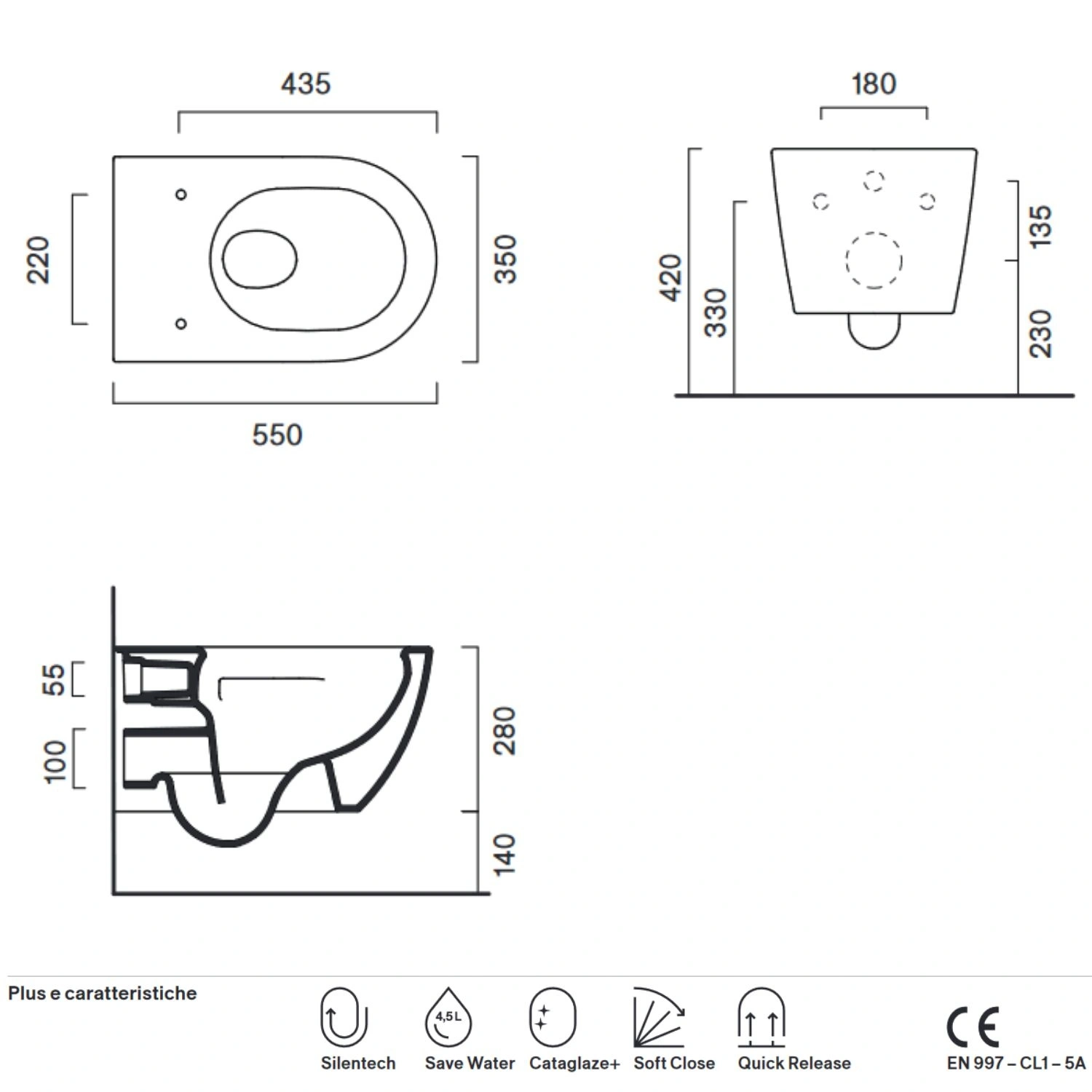 Wc Sospeso 55x35 Sfera 55 Catalano Bianco 2 Wc Sospeso 55x35 Sfera 55 Catalano Bianco - immagine 2